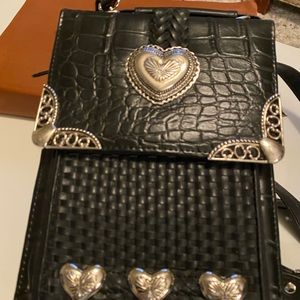 Black leather cross body purse
